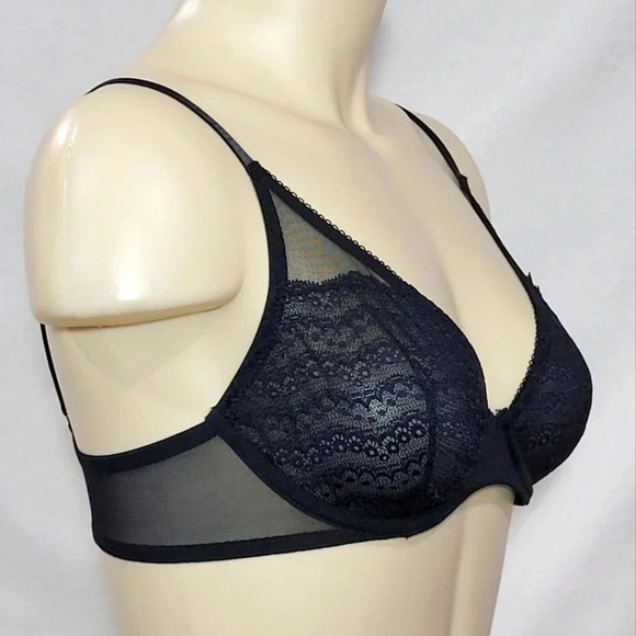 32A Xhilaration Unlined T-Shirt Lace Underwire Bra Ebony Black‎  New with Tags - Picture 2 of 5